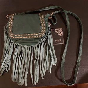 Green tassel crossbody purse